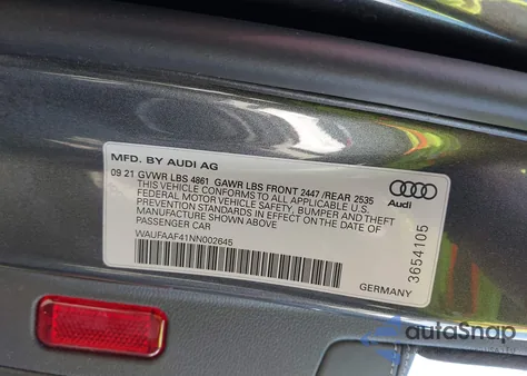 2022 Audi A4 Prestige 45 Tfsi S Line Quattro S Tronic from USA, damaged, VIN WAUFAAF41NN002645